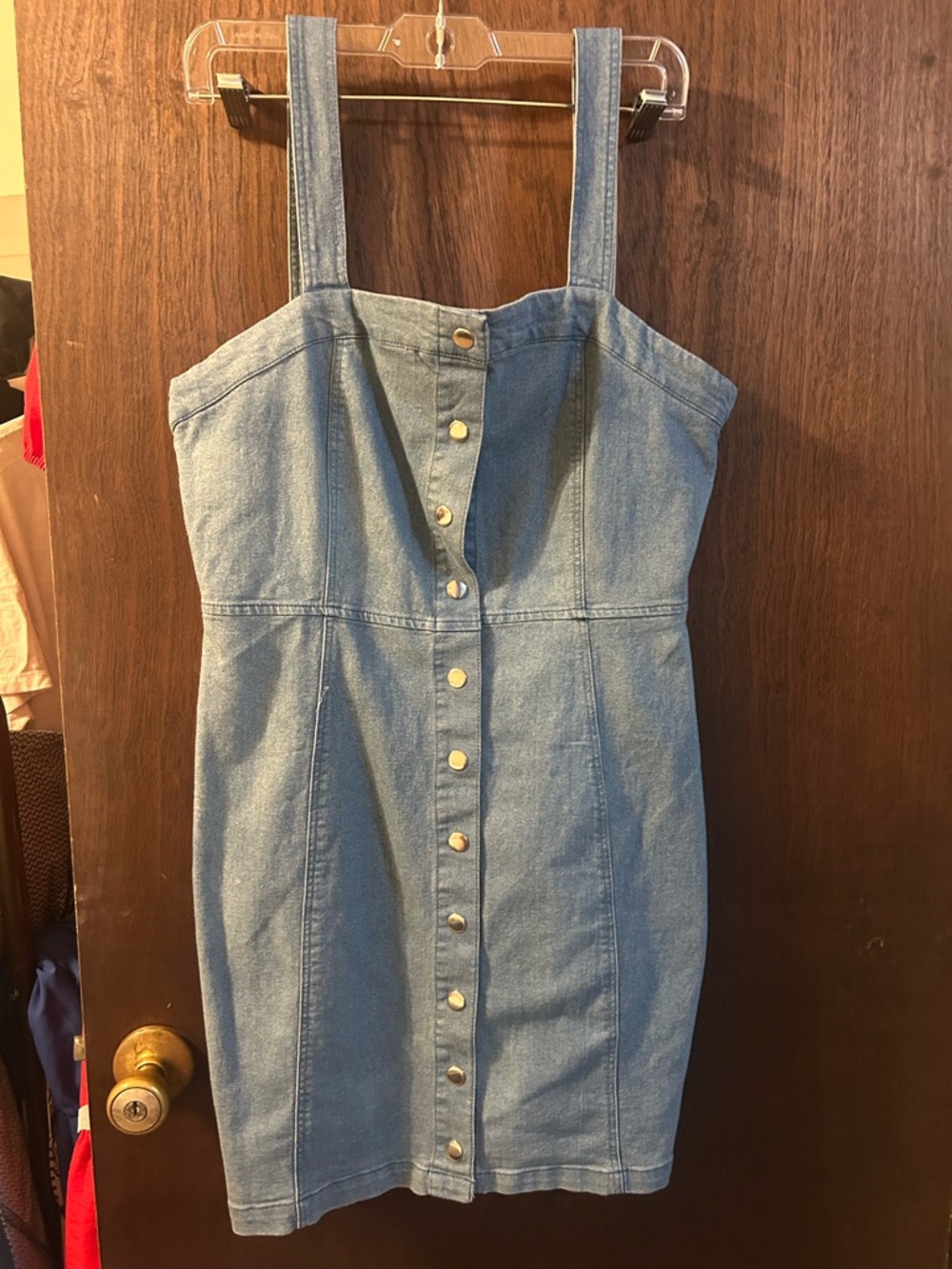 Rue21 Light Blue Denim Button-Front Mini Dress